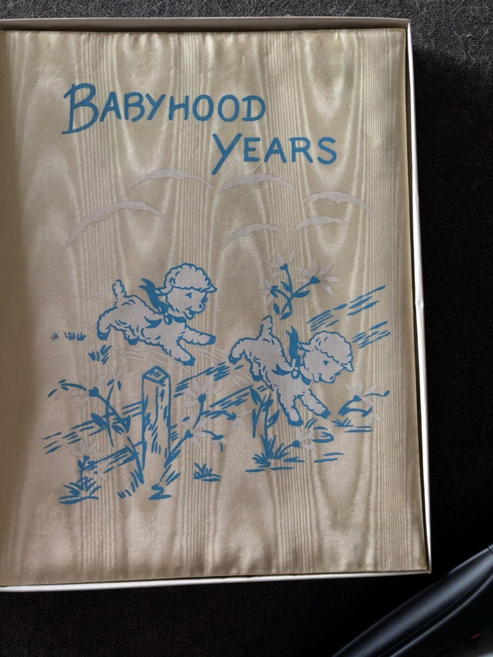 Babyhood Years Cream Keepsake Book with Blue Print